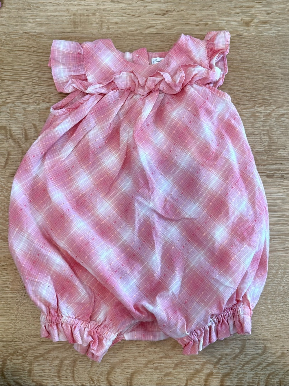 Ralph Lauren Baby Pink Plaid Baby Bubble Romper 6M